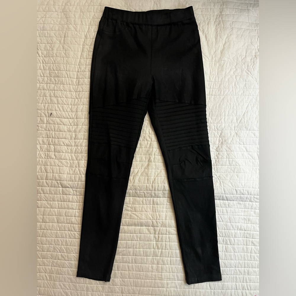 Oober Swank Moto Coated Leggings Black